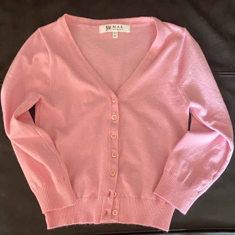 Girl’s Pink Cardigan Sweater